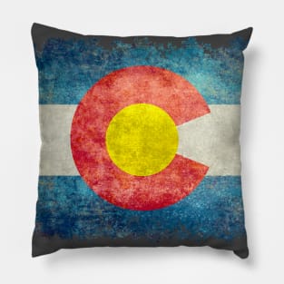 Colorado State flag in distressed grunge Pillow