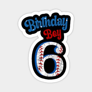 6 Year Old Birthday Kids Baseball 6Th Birthday Baseball Magnet