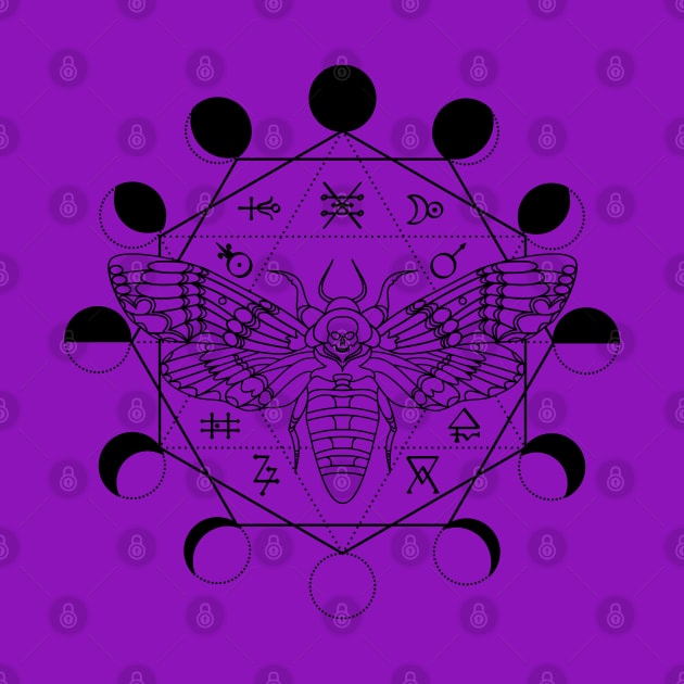 Death's Head Moth, Moon Phase, Alchemical Symbols by RavenWake