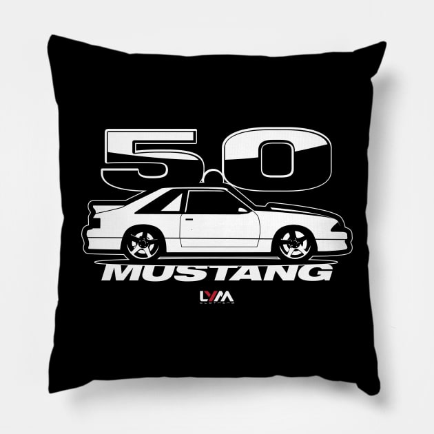 Foxbody 5.0 Ford Mustang Side GT Pillow by LYM Clothing