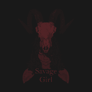 ASCii Savage Girl w/ text (Red) T-Shirt