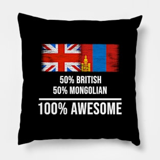 50% British 50% Mongolian 100% Awesome - Gift for Mongolian Heritage From Mongolia Pillow