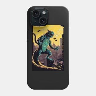 Giant Monster Cat attacking the city Phone Case