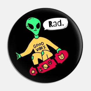 Alien On Skateboard Pin