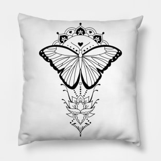 Butterfly Mandala Lotus Flower Pillow