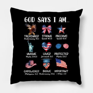 Coquette God Says I Am 4th of July, Christian 4th of july, America, Blessed, Independence Day Pillow