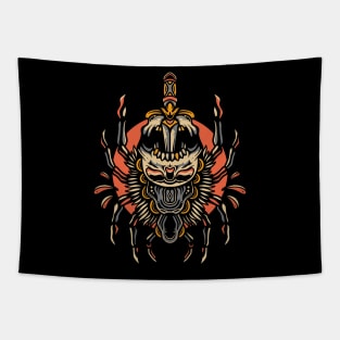 Skull Spider Vintage Traditional Tattoo Tapestry