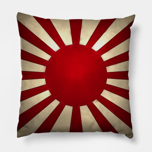 Weathered Imperial Japan Flag - Rising Sun Pillow by SolarCross