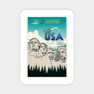 Mount Rushmore Retro Travel Poster Magnet