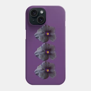 Three Black Viola Flowers Floral Photo Phone Case