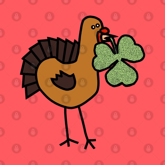 Thanksgiving Turkey with Shamrock for St Patricks Day by ellenhenryart