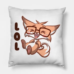 Cute Kawaii Nerd Fox lol laughing Pillow