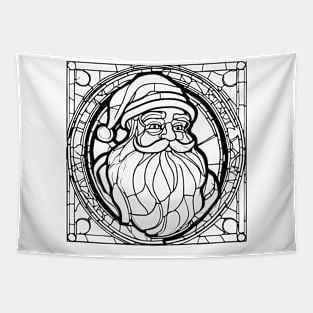 Santa Claus Stained Glass (Black) Tapestry