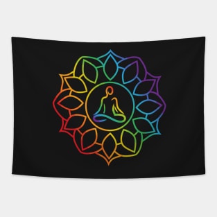 Yoga Mandala Rainbow Colors Tapestry