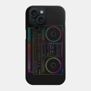 Old School Retro Neon Outline Boombox Phone Case