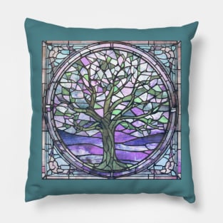 Stained glass window tree phish fans dead head hiking outdoors spiritual nature Pillow