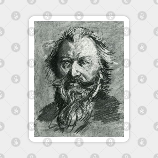 Johannes Brahms - charcoal portrait Magnet by Karolina Studena-art