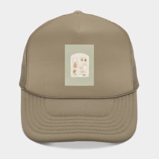 Cream shelf with green background Hat