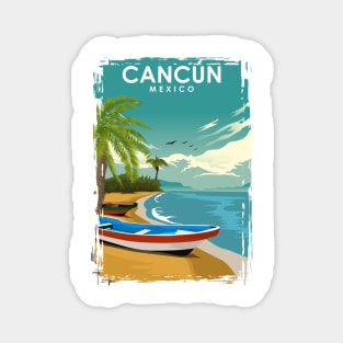 Cancun Mexico Vintage Travel Poster Magnet