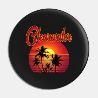 Clearwater Retro Vintage Sunset Beach Pin