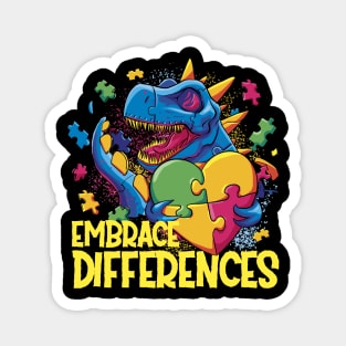 Autism Awareness Dinosaur Design for Love and Acceptance Embrace Differences Magnet