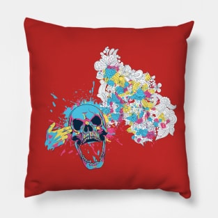 Colour Art Skull Design Pillow