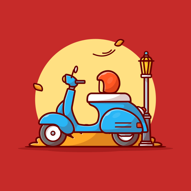 Scooter With Helmet Cartoon Vector Icon Illustration by Catalyst Labs