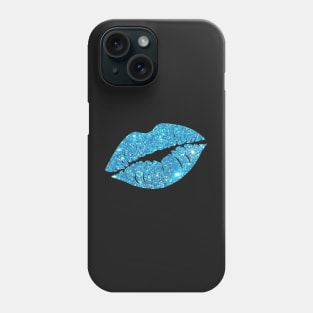 Light Blue Faux Glitter Lips Phone Case