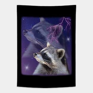 Raccoon night vision, meme Tapestry