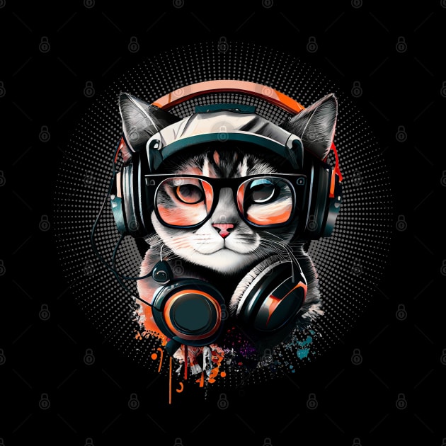 Cool Cat with Headphone by piksimp