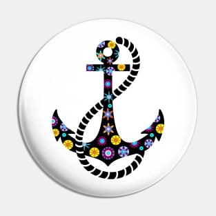 Anchor and flowers Pin