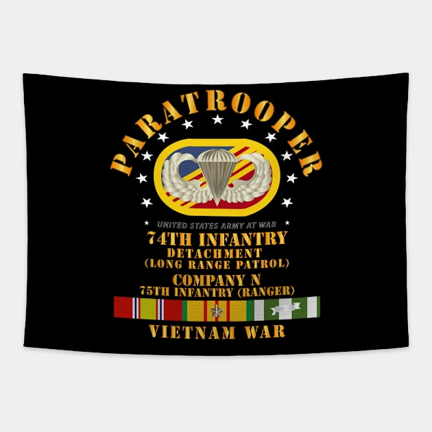 74th Inf Det - N Co 75th Inf Ranger Oval w Paratrooper w VN SVC Tapestry by twix123844
