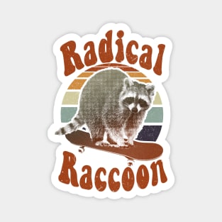 Radical raccoon on a skateboard retro Magnet