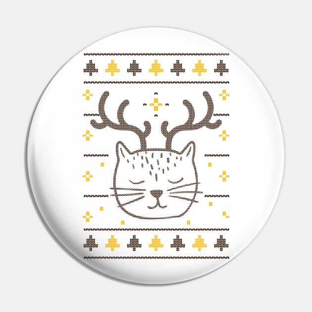 Funny Christmas Cat Design Pin by LR_Collections