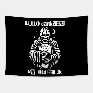 Hello Darkness My Friend Solar Eclipse April 8 2024 Funny Tapestry