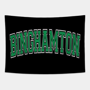 Binghamton Ny New York Varsity Style Green Text Tapestry