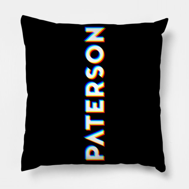 Paterson New Jersey CMYK Glitch Type Pillow by Hashtagified