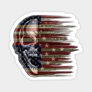 Distressed American Flag Skull Magnet