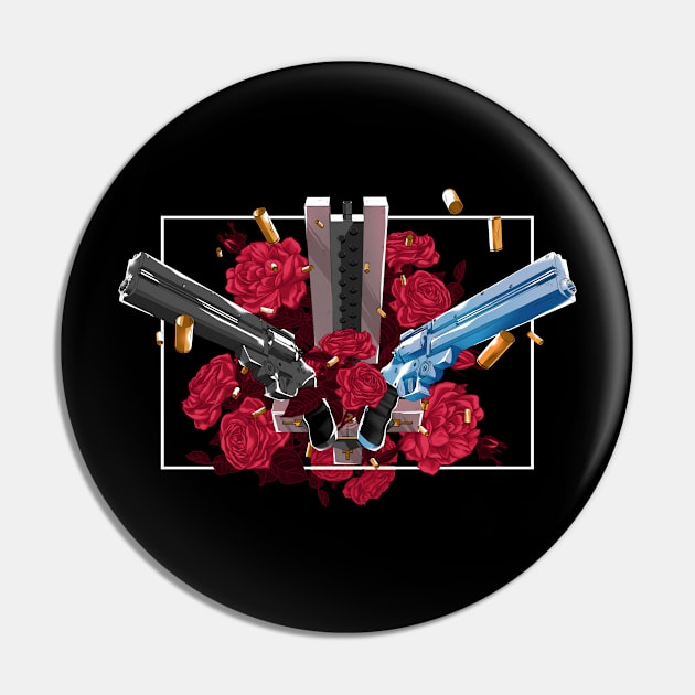 Three Guns and a Typhoon (Alternate Version) Pin by manoystee