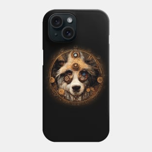 Australian Sheperd Surreal Steampunk Artwork, Dog Lover Phone Case