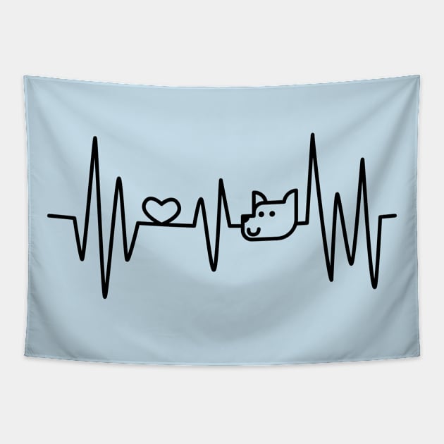 Dog Heartbeat Woof ECG Loving Puppy Electrocardiography Tapestry by Attapet Original