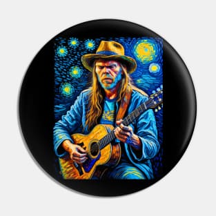 Neil Young in starry night Pin