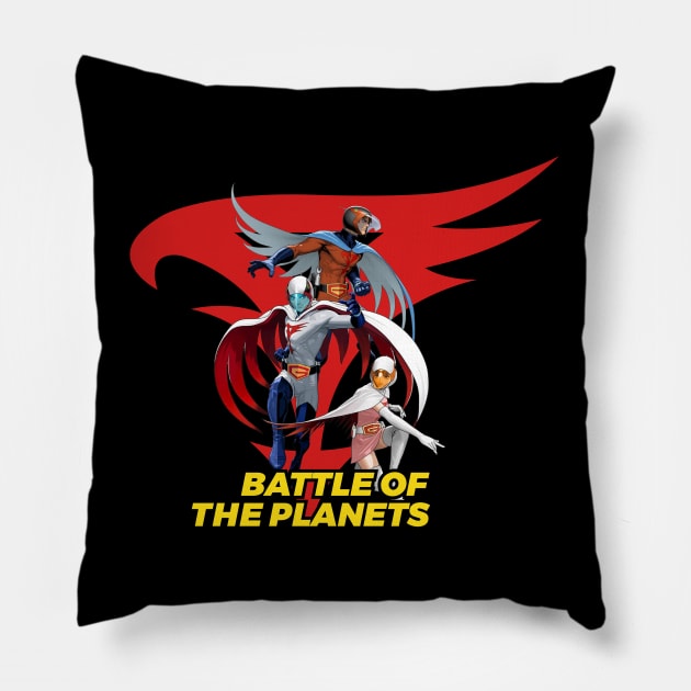 Battle of the planets group Pillow by Arturo Vivó