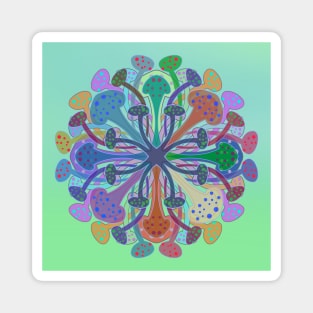 Colorful mushroom mandala Magnet