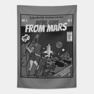 Devil Girl From Mars (Black and White) Tapestry