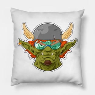 Smiling orc sticker Pillow