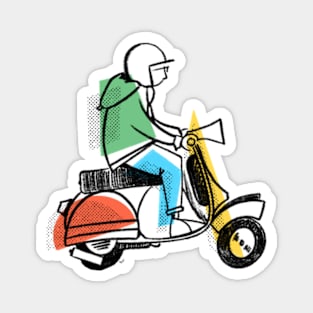 Retro Scooter, Classic Scooter, Scooterist, Scootering, Scooter Rider, Mod Art Magnet