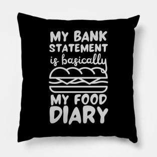 My Bank Statement Is Basically My Food Diary Sandwich Design Pillow