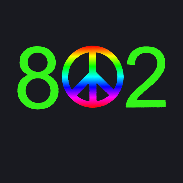 Vermont Rainbow Neon 802 Peace Sign by alittlebluesky