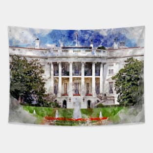 The White House in Washington DC Watercolor - 02 Tapestry